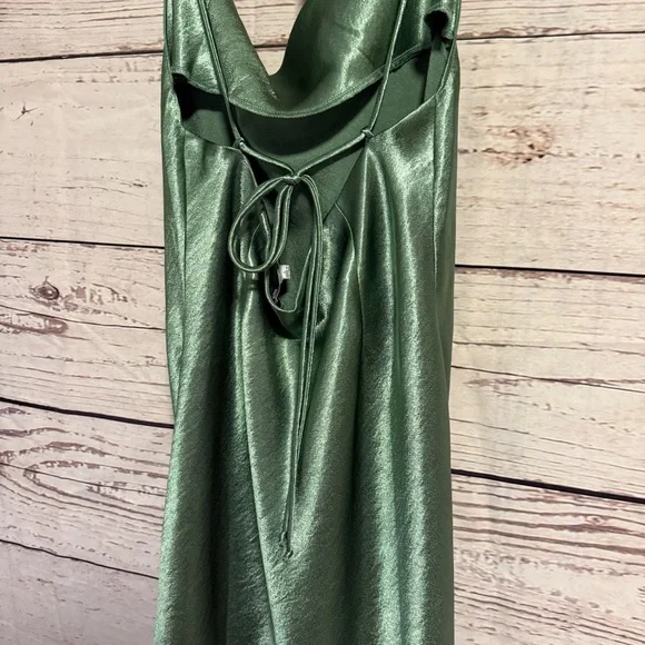 Meadow Satin Mini Dress - Green - Picture 5 of 11
